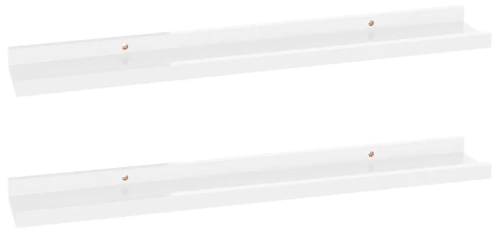 vidaXL Ράφια Τοίχου 2 τεμ. Γυαλιστερό Λευκό 60 x 9 x 3 εκ.
