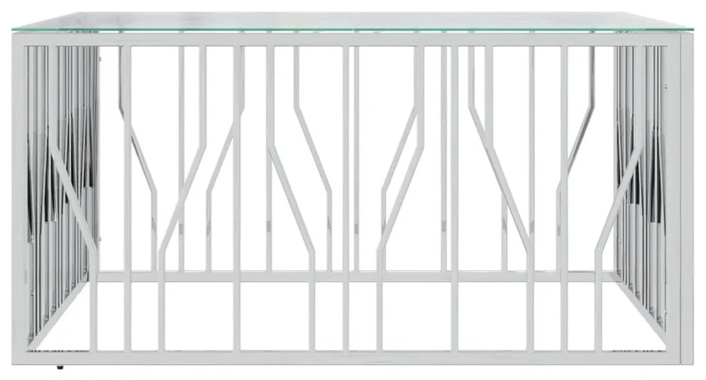 Τραπέζι Σαλονιού 100x100x50 εκ. από Ανοξείδωτο Ατσάλι και Γυαλί - Ασήμι