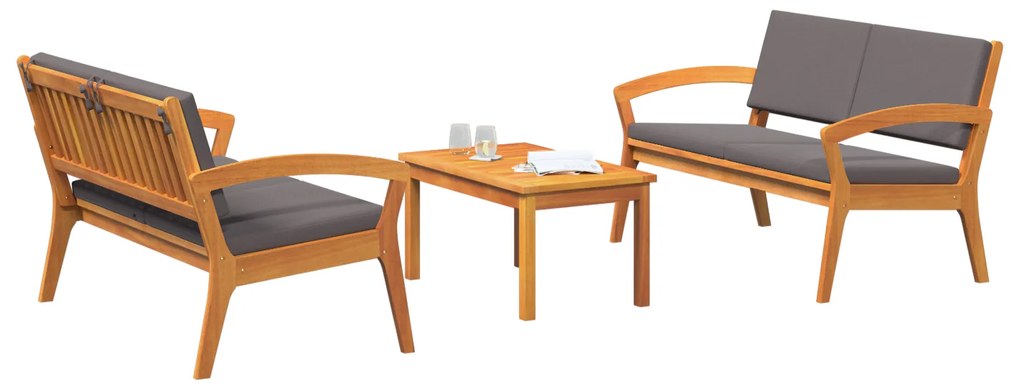 vidaXL Σετ Bistro 3 Τεμαχίων με Μαξιλάρια - Στερεό Ξύλο Ακακίας