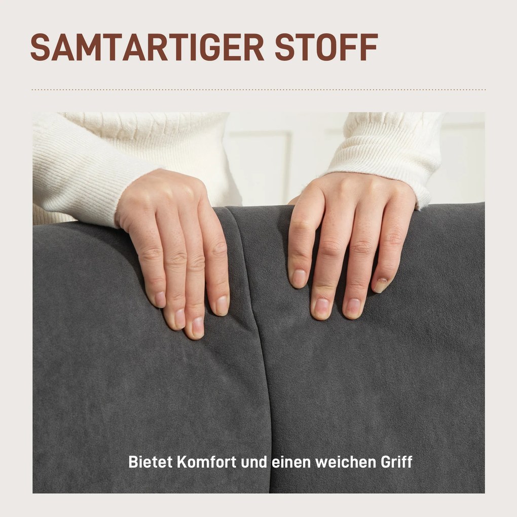 HOMCOM Πολυθρόνα, Πολυθρόνα Σαλονιού με Καπιτονέ, Μαλακό Κάλυμμα σε Υφή Βελούδου, έως 120 kg, Γκρι