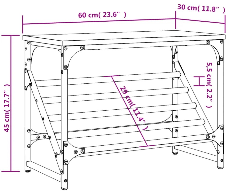 Παπουτσοθήκη Καπνιστή Δρυς 60x30x45 εκ. Επεξεργασμένο Ξύλο - Καφέ