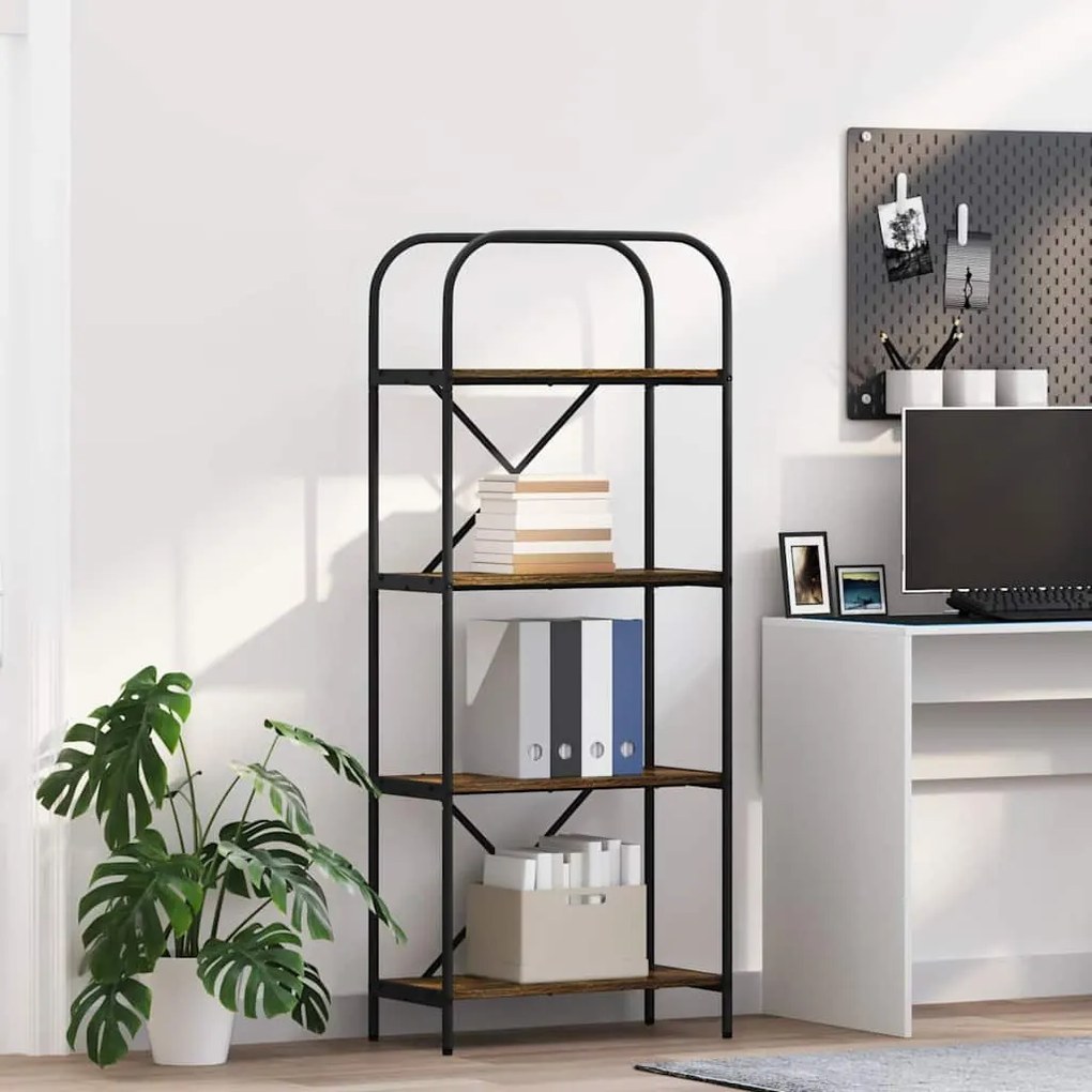 Ράφι Βιβλίων Καπνιστή δρυς 60 x 30 x 146 εκ Επεξεργασμένο ξύλο