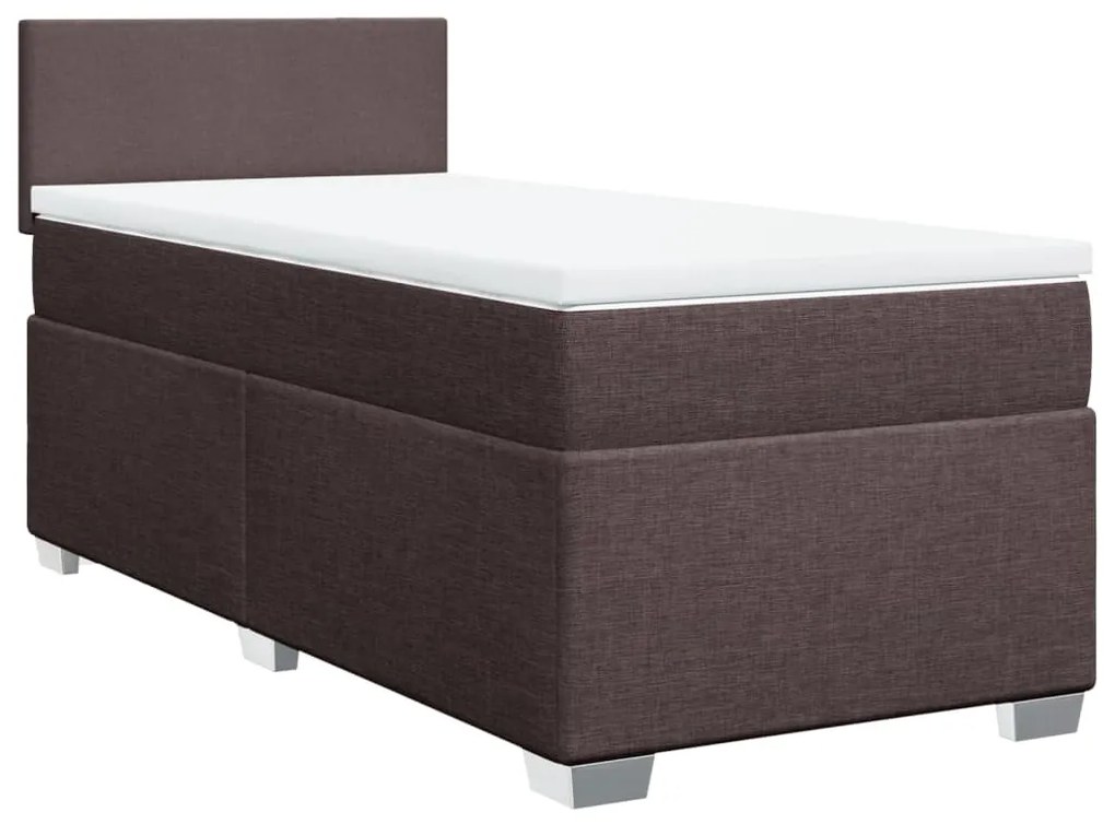 vidaXL Κρεβάτι Boxspring με Στρώμα Σκούρο Καφέ 80x200 εκ. Υφασμάτινο