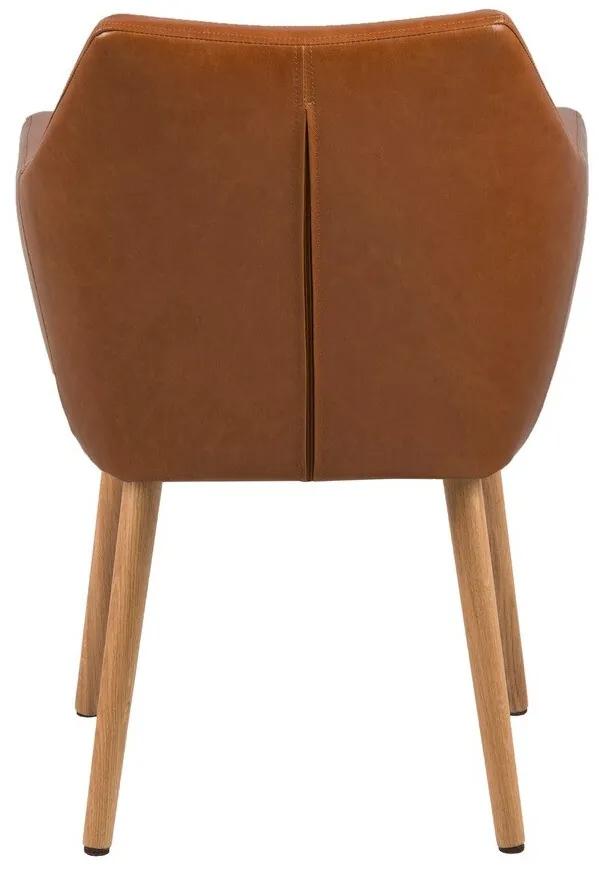 Καρέκλα Oakland 106, Καφέ, 84x58x58cm, 8 kg, Οικολογικό δέρμα, Ξύλινα, Μπράτσα, Ξύλο: Δρυς | Epipla1.gr