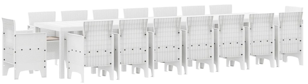vidaXL Σετ Τραπεζαρίας Κήπου 17 pcs Λευκό 16-άτομα Ψάθα / Μέταλλο
