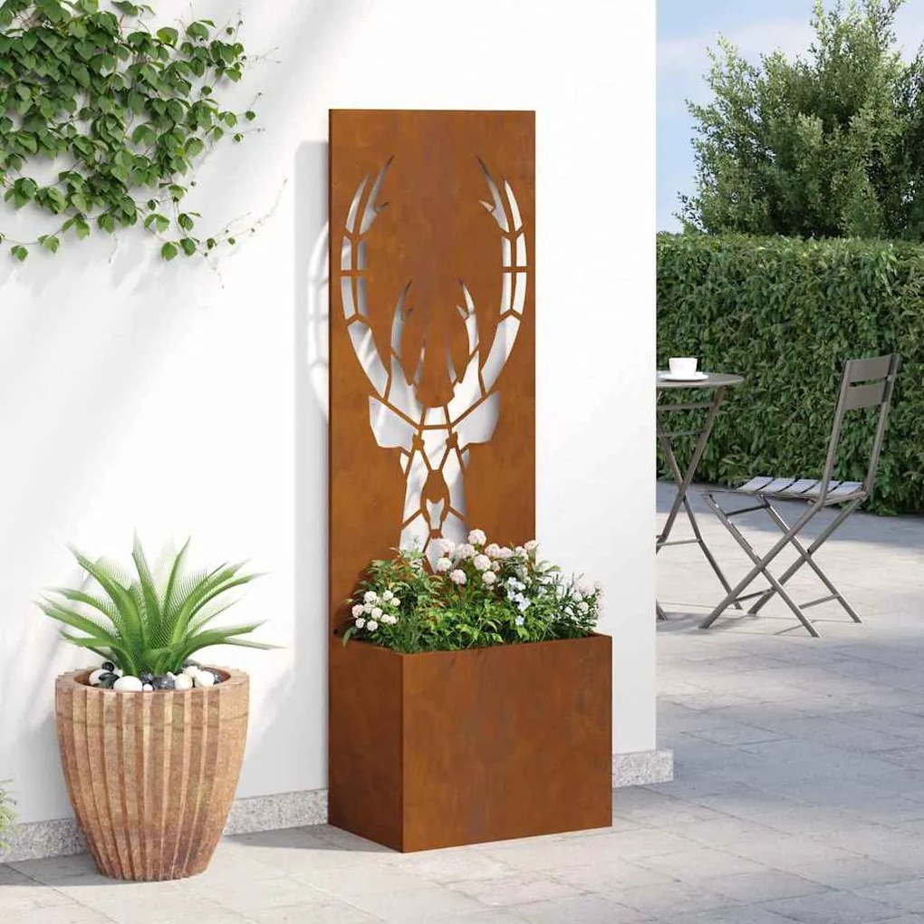 vidaXL Γλάστρα Κήπου με Διακοσμητική Πάνελ Σκ rusty 50 x 140 cm