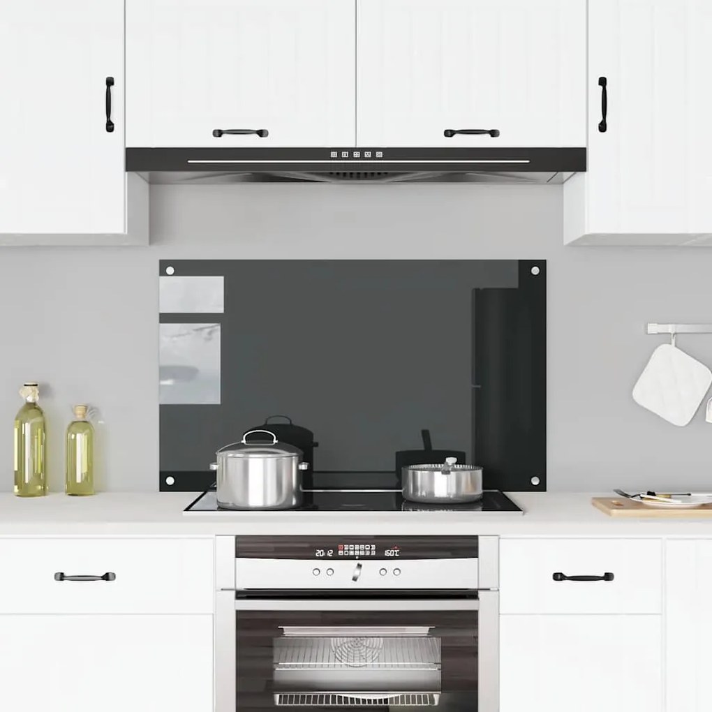 Πλάτη Κουζίνας Μαύρη 100 x 60 εκ. από Ψημένο Γυαλί