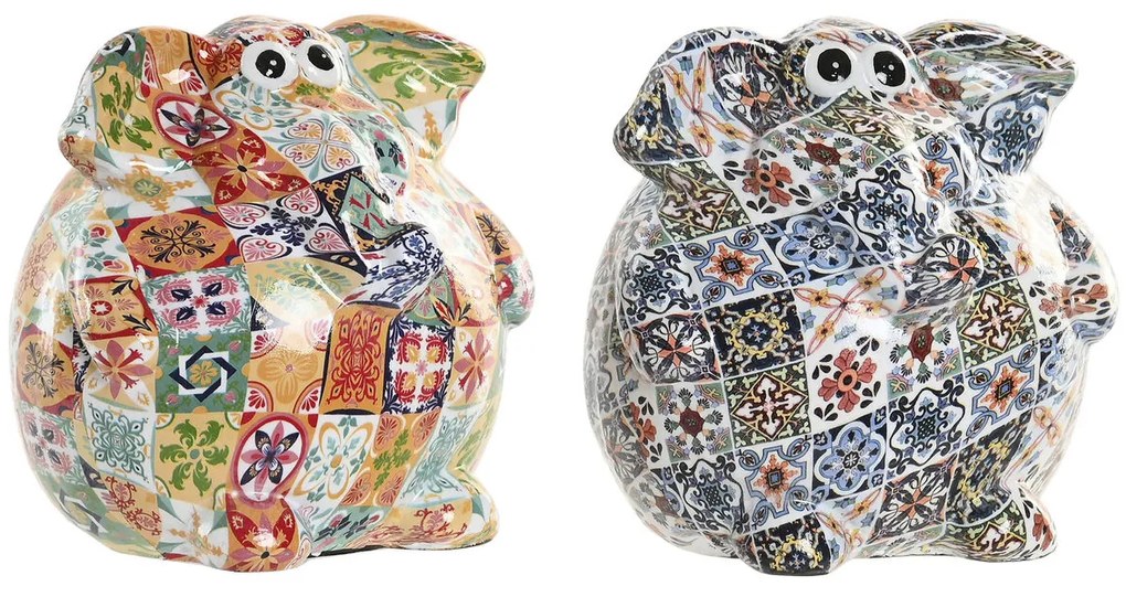 Kουμπαράς Home ESPRIT Ρητίνη Ελέφαντας 11,5 X 11 X 11 CM (x2)