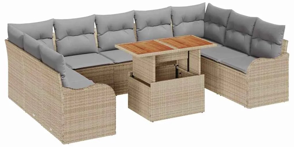 vidaXL Σετ Καναπέ Κήπου 10 pcs μπεζ και ανοιχτό γκρι 100 x 55 x 73 εκ
