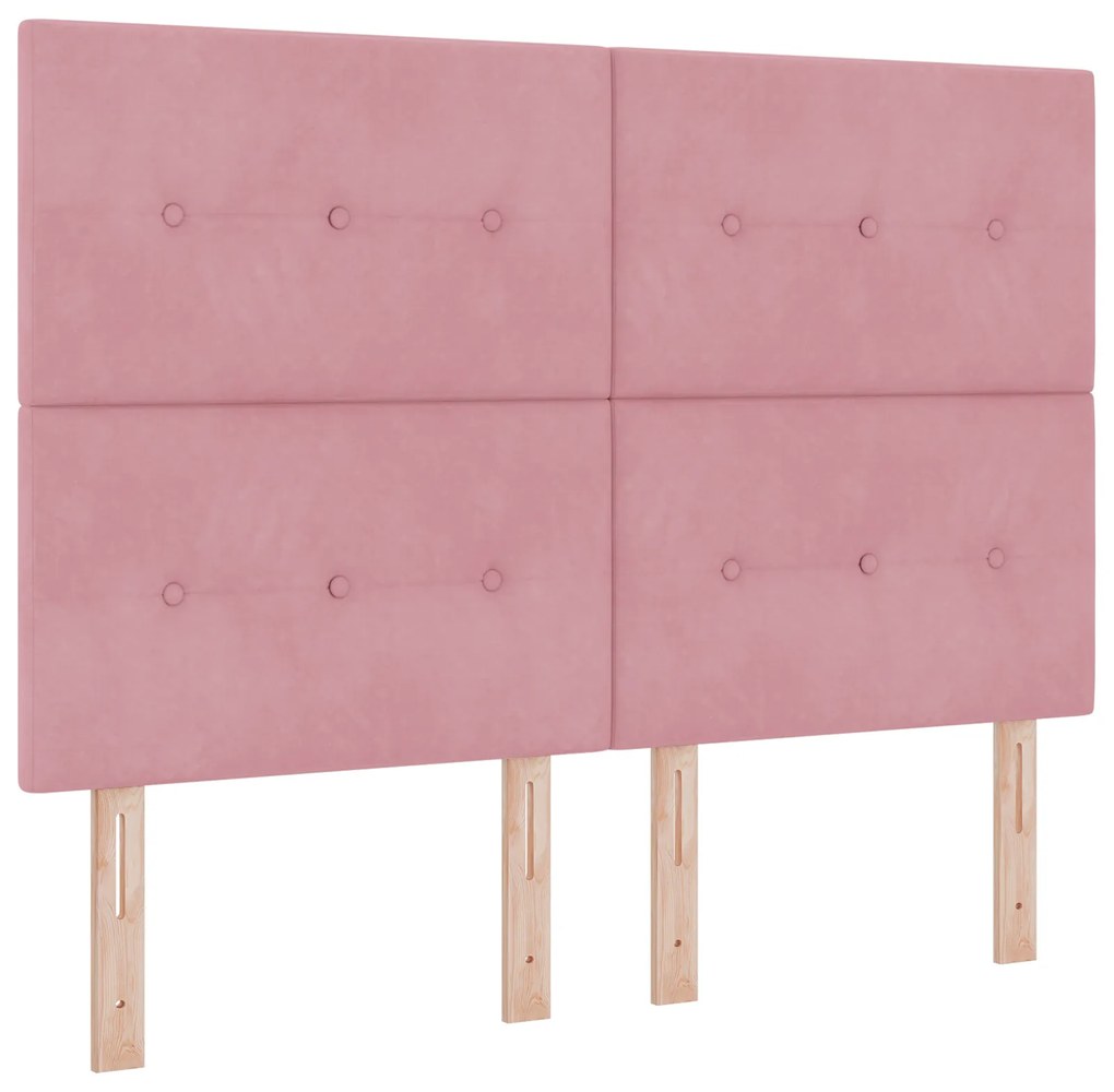 vidaXL κρεβάτι Box Spring με στρώμα Ροζ 140x200 εκ. Βελούδο