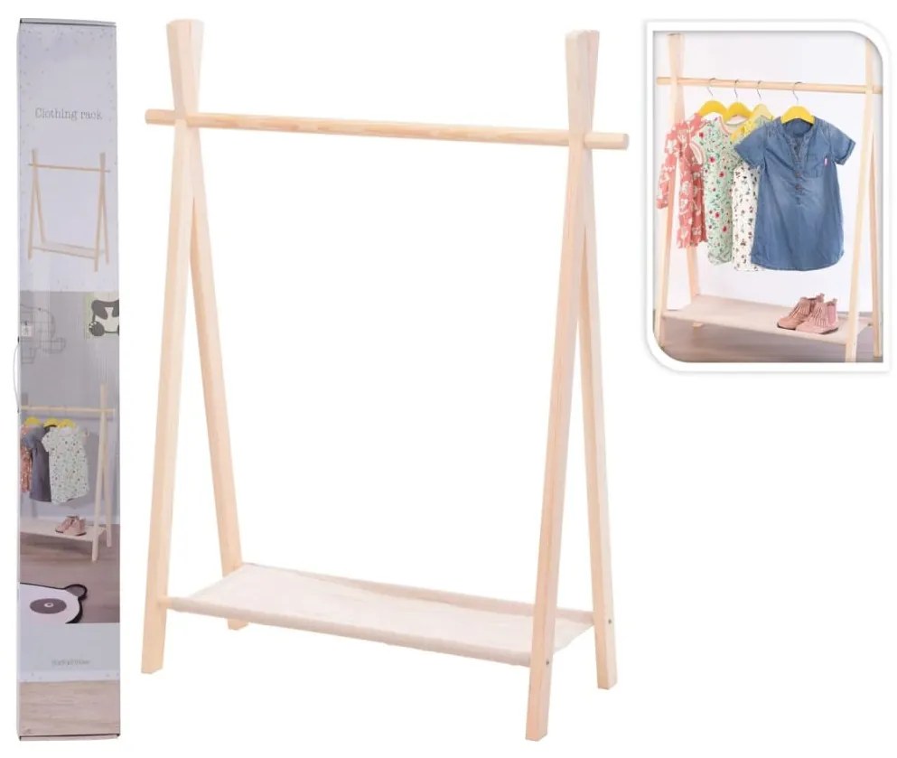 Storage solutions Παιδική Κρεμάστρα Ρούχων με 1 Ράφι από Ξύλο Πεύκου