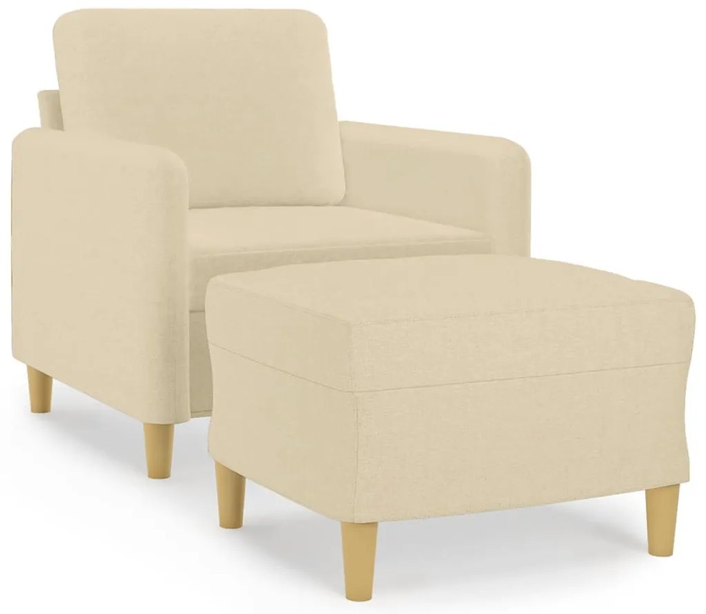 vidaXL Πολυθρόνα Κρεμ 60 εκ. Υφασμάτινη με Υποπόδιο