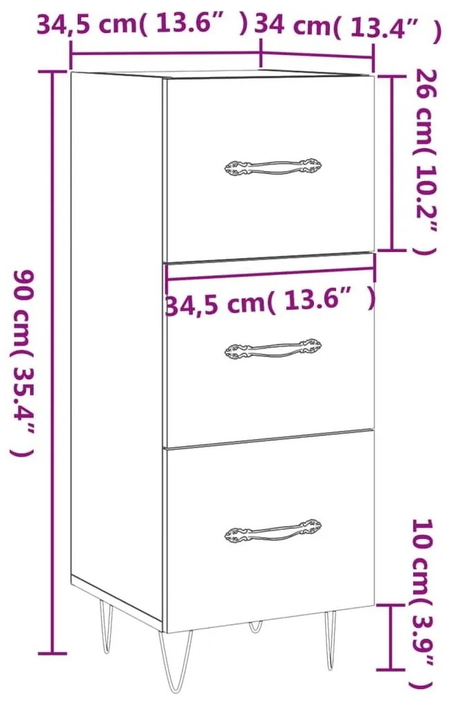 Ντουλάπι Καφέ Δρυς 34,5 x 34 x 90 εκ. Επεξεργασμένο Ξύλο - Καφέ