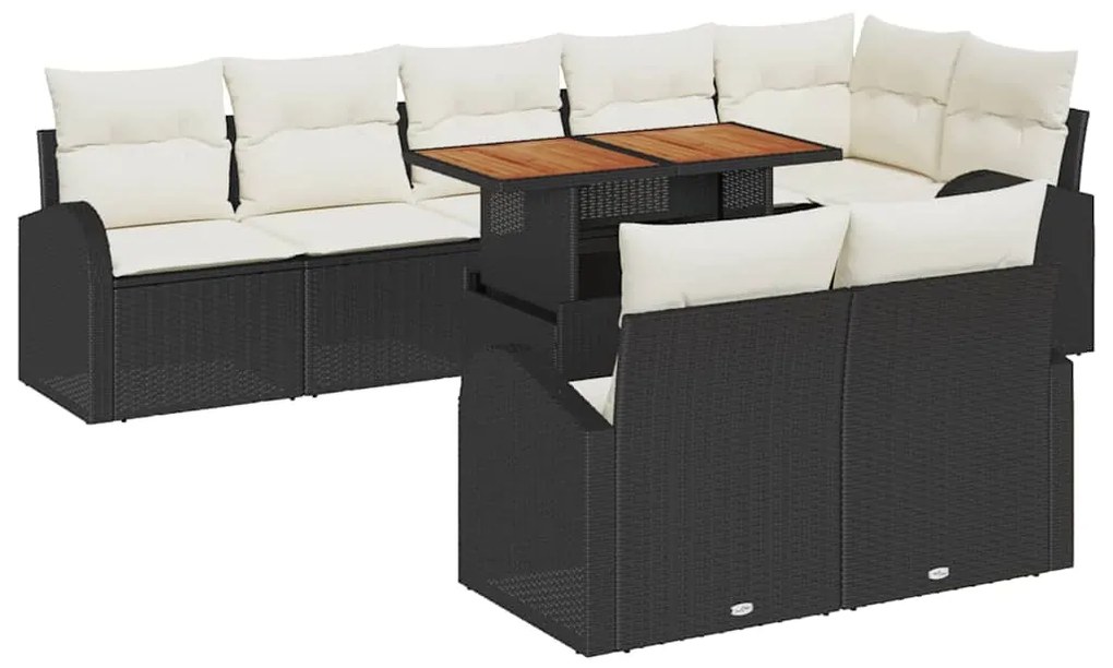 vidaXL Σετ Καναπέ Κήπου με αποθήκευση 9 pcs Μαύρο Πολυ ράταν