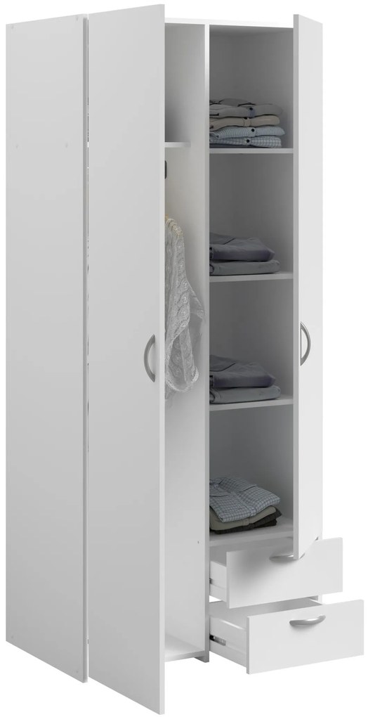 Ντουλάπα Dorm δίφυλλη-Leuko-Χωρίς πατάρι