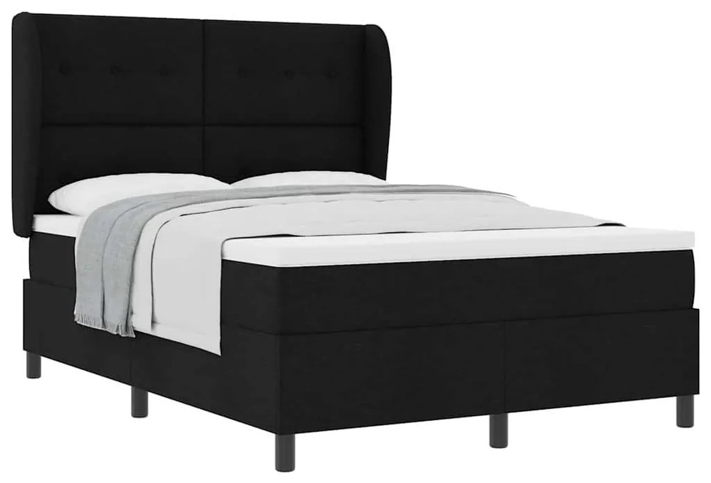 vidaXL Κρεβάτι με ελατήρια με στρώμα Μαύρο 140 x 200 cm ύφασμα