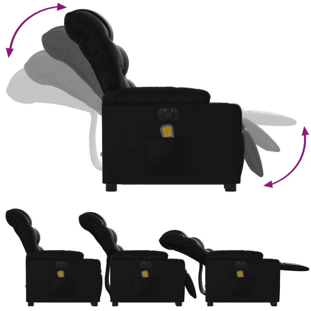 vidaXL Πολυθρόνα Μασάζ Ηλεκ Ανακλινόμενη με Ανύψωση Συνθετικό Δέρμα