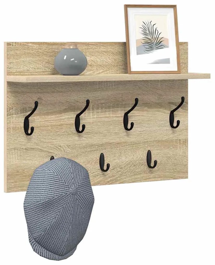 vidaXL Τοίχου Κρεμάστρα Sonoma Δρυς 60 x 40 x 12 cm Επεξεργασμένο ξύλο