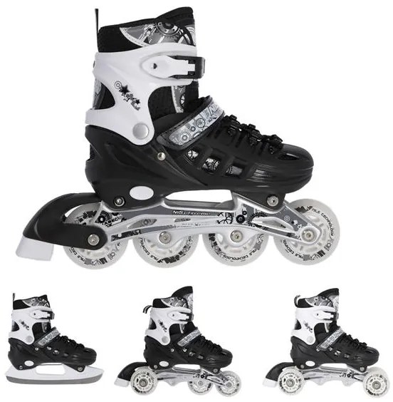Αυξομειούμενα Πατίνια Roller NH 10905 ΣΕΤ 4 ΣΕ 1 INLINE SKATES NILS EXTREME ΜΑΥΡΟ -SMALL (31-34) - Κωδικός 16-25-023