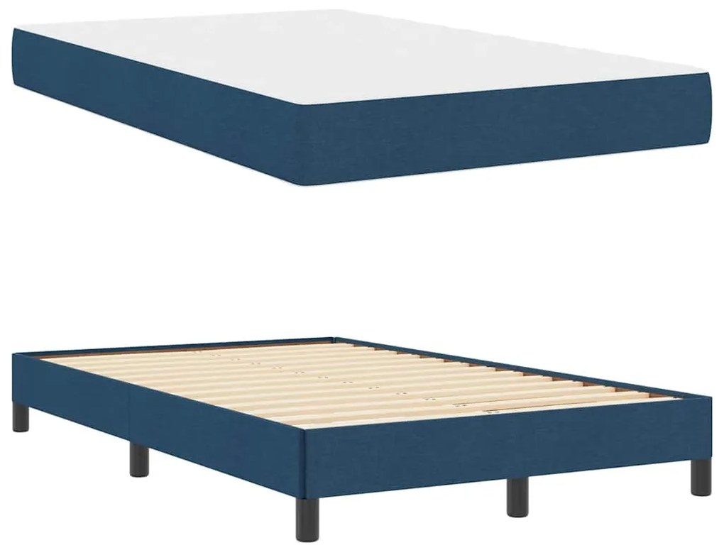 vidaXL Κρεβάτι με ελατήρια με στρώμα Μπλε 120 x 200 cm ύφασμα