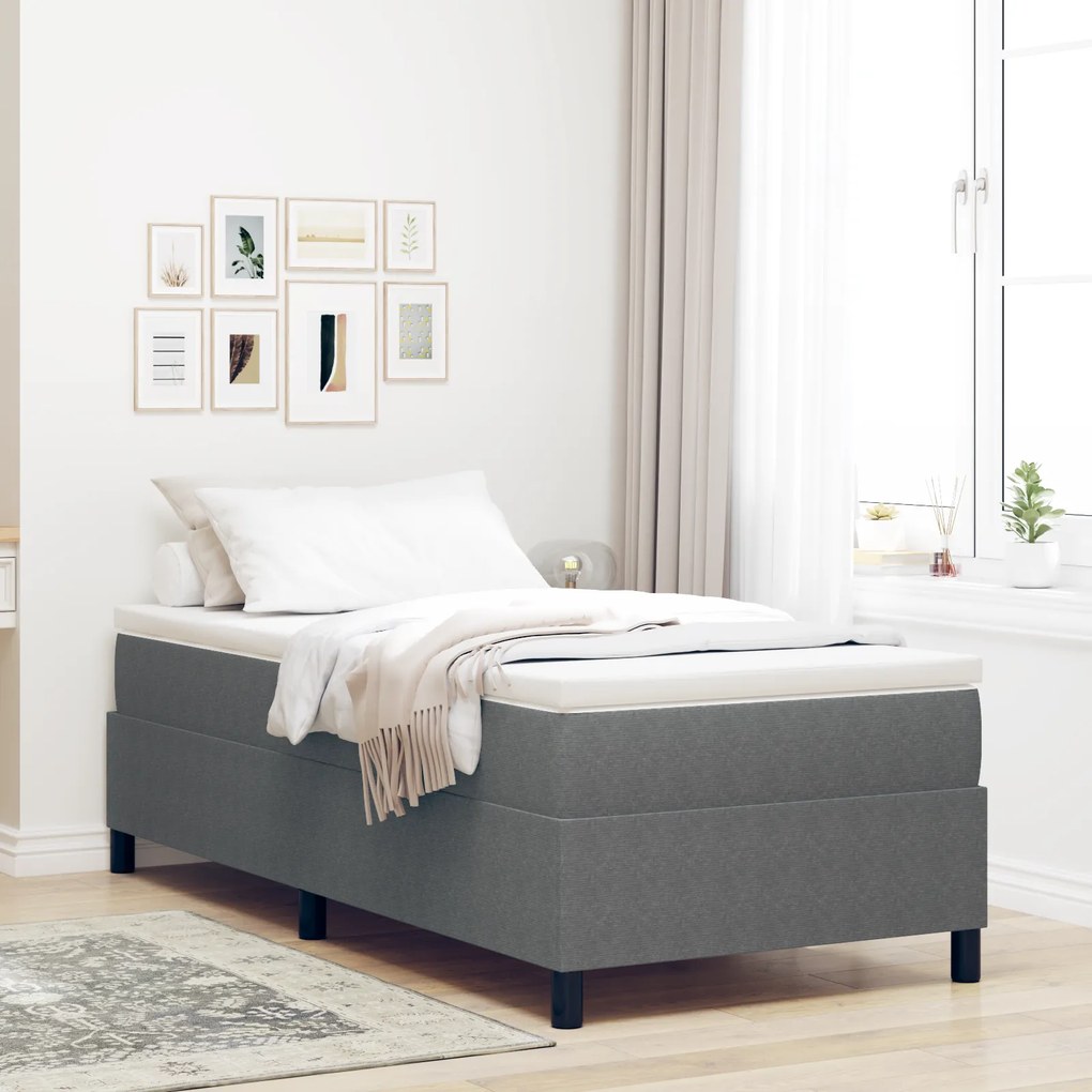 vidaXL Κρεβάτι Box Spring με Στρώμα σε Ανοιχτό Γκρι, 100 x 200 εκ. από ύφασμα κορντούρας