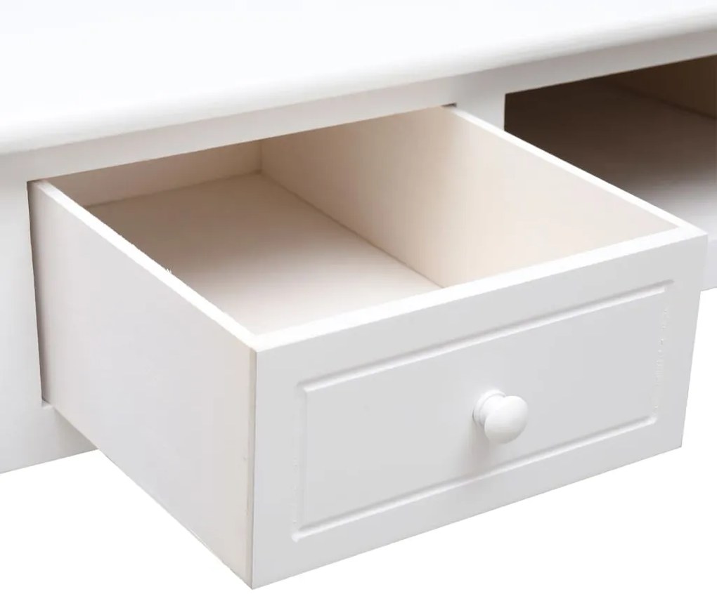 vidaXL Γραφείο Λευκό 108 x 45 x 76 εκ. από Μασίφ Ξύλο Παυλώνιας