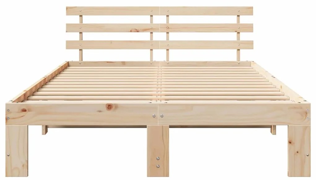 vidaXL Σκελετός Κρεβατιού Κρεμ 140 x 190 cm Μασίφ ξύλο πεύκου