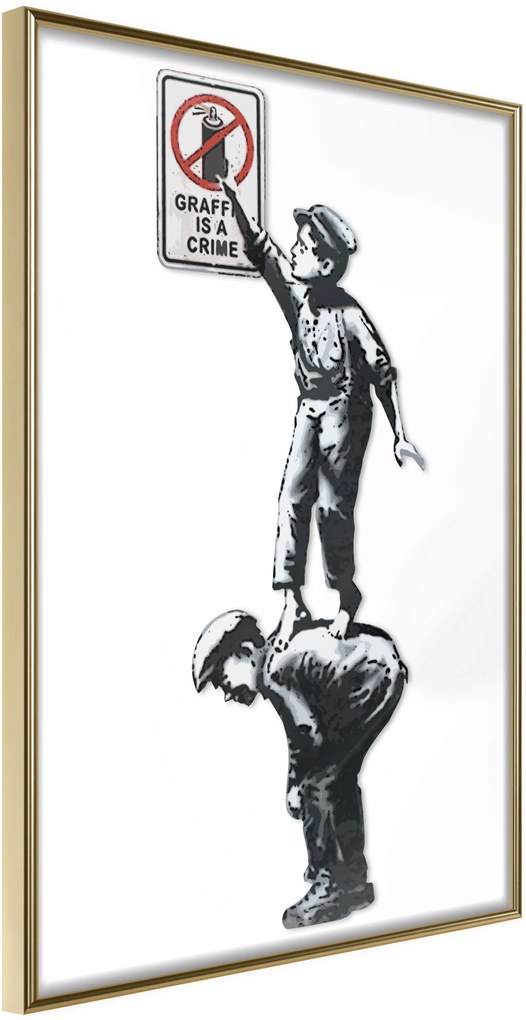 Αφίσα - Banksy: Graffiti Is a Crime - 20x30 - Χρυσό - Χωρίς πασπαρτού