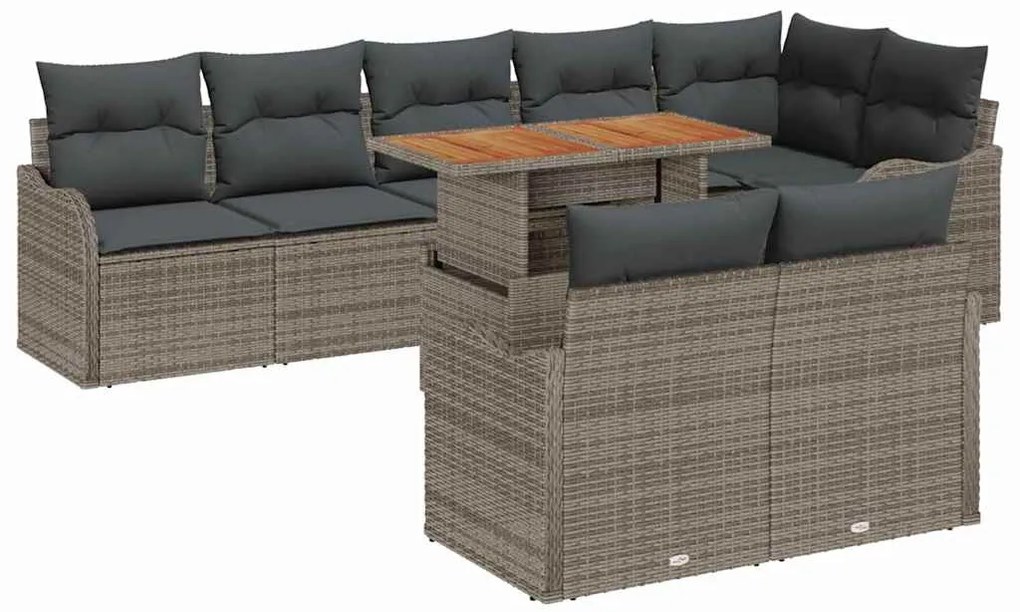 vidaXL Σετ Καναπέ Κήπου με μαξιλάρι 9 pcs Γκρι 100 x 55 x 73 εκ