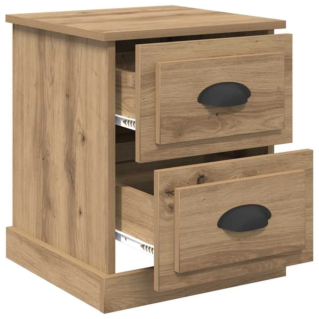 vidaXL Κομοδίνο με συρτάρι 2 pcs artisan δρυς 39 x 39 x 47.5 εκ