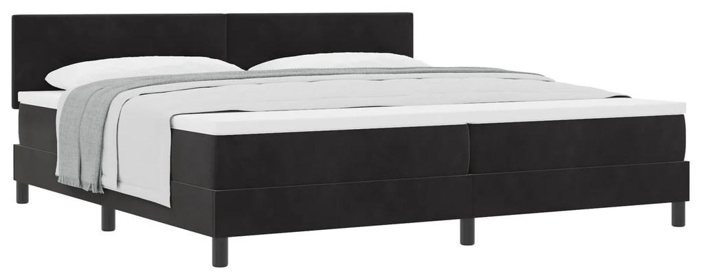 vidaXL Κρεβάτι Box Spring με Στρώμα Μαύρο 200x200 εκ Βελούδο