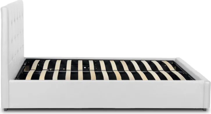 Κρεβάτι Iro Megapap από τεχνόδερμα με αποθηκευτικό χώρο χρώμα λευκό 160x200εκ.