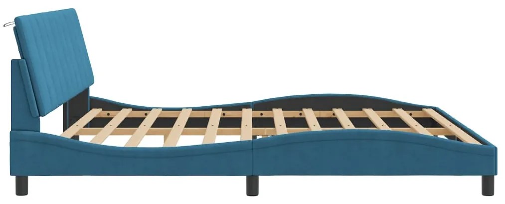 vidaXL Πλαίσιο Κρεβατιού Χωρίς Στρώμα Hanko Μπλε 200x200 εκ. Βελούδινο