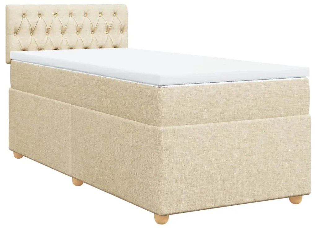 ΚΡΕΒΑΤΙ BOXSPRING ΜΕ ΣΤΡΩΜΑ ΚΡΕΜ 90X190 ΕΚ.ΥΦΑΣΜΑΤΙΝΟ 3286547