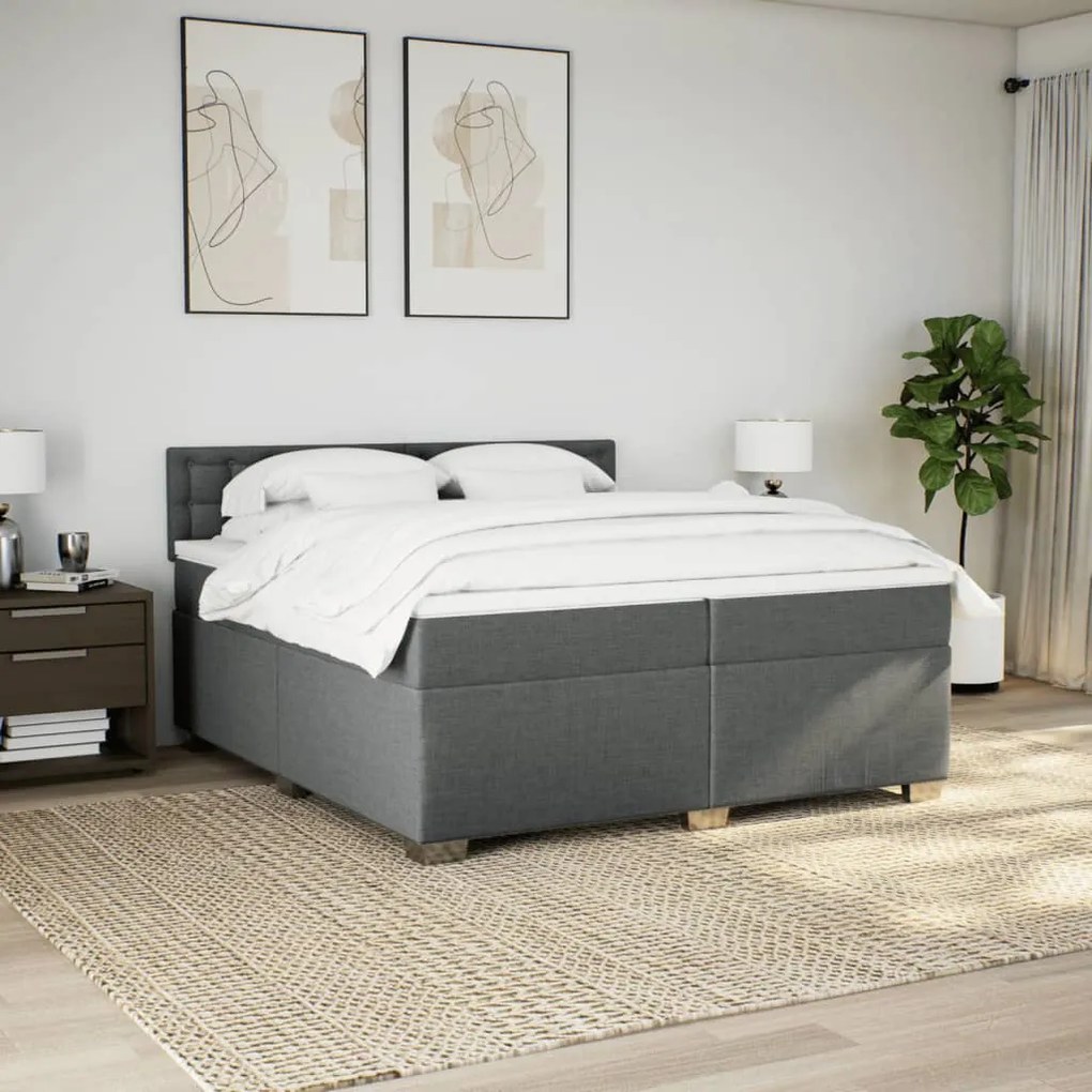 ΚΡΕΒΑΤΙ BOXSPRING ΜΕ ΣΤΡΩΜΑ ΣΚΟΥΡΟ ΓΚΡΙ 200X200 ΕΚ. ΥΦΑΣΜΑΤΙΝΟ 3286010