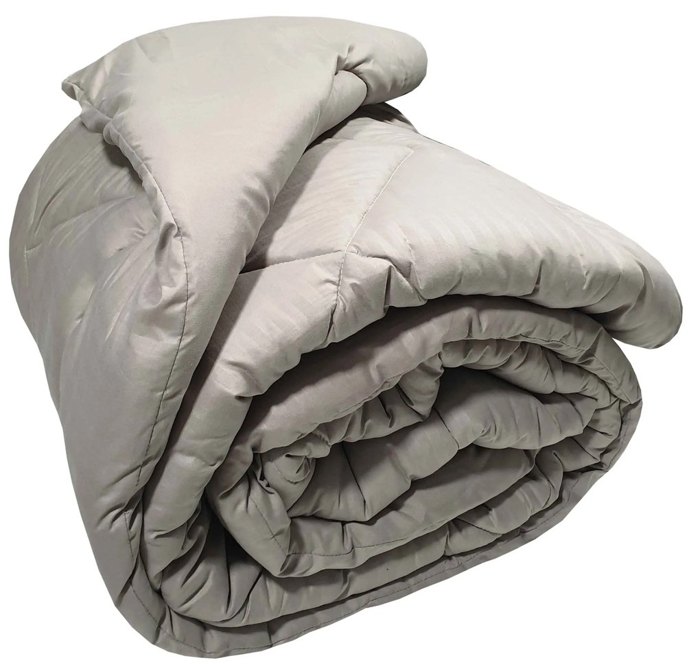 Πάπλωμα Microfiber Διπλό 200x240εκ. Satin Stripe Beige Plain Komvos Home 707329-34