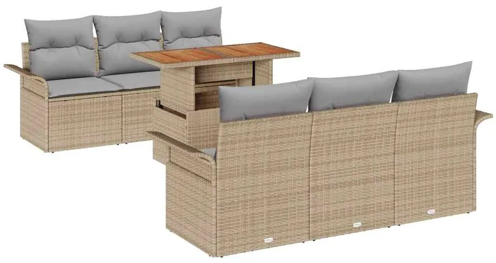 vidaXL Σετ Καναπέ Κήπου 7 pcs μπεζ και ανοιχτό γκρι 100 x 55 x 73 εκ