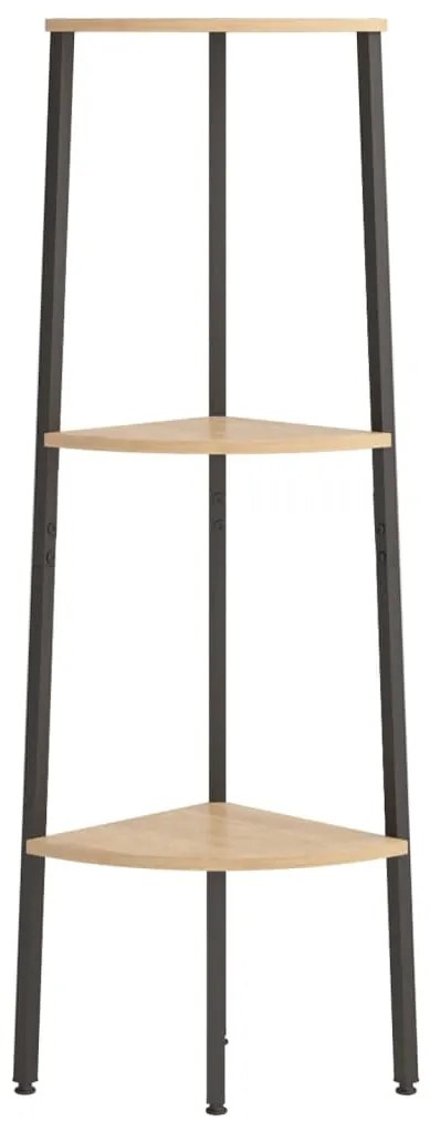 vidaXL Ραφιέρα Γωνιακή 3 Επίπεδων Αν. Καφέ &amp; Μαύρο 45,5x31,5x120 εκ.