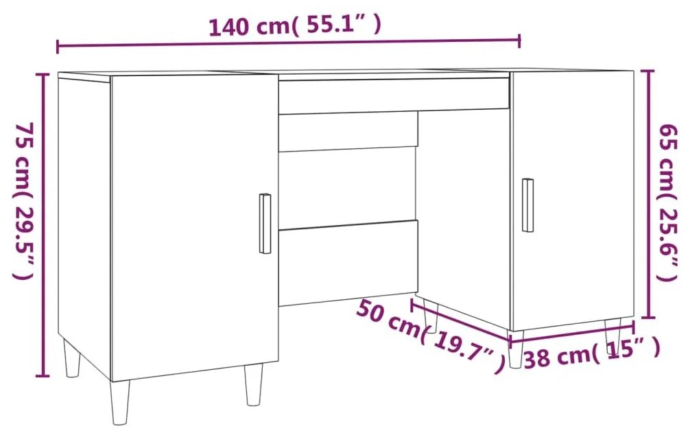 Γραφείο Γκρι Σκυροδέματος 140x50x75 εκ. Επεξεργασμένο Ξύλο - Γκρι