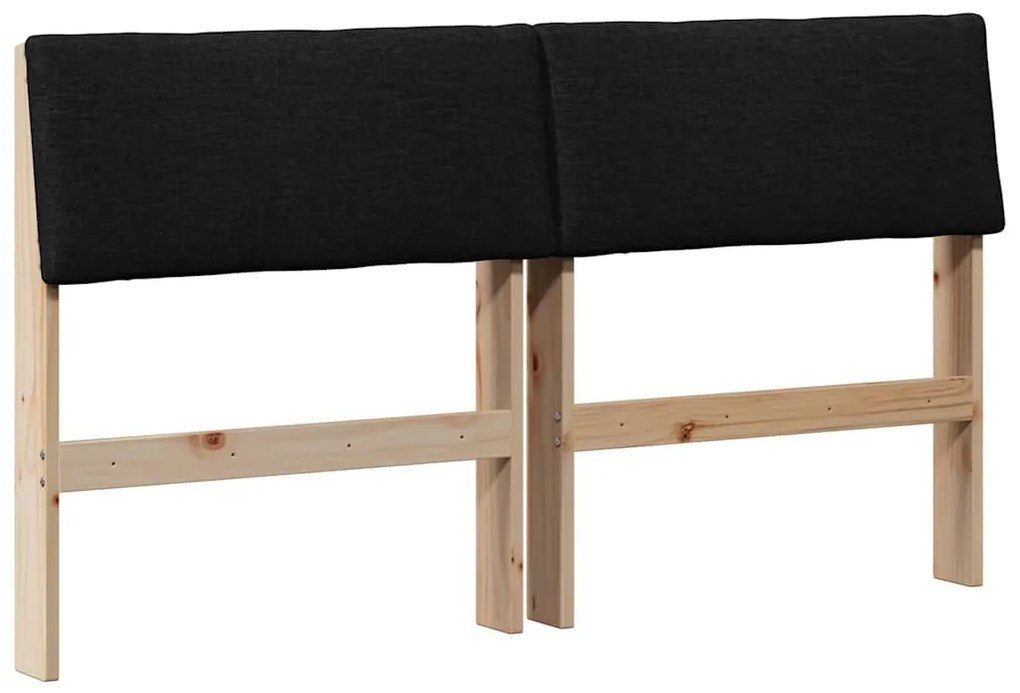 vidaXL Ταπετσαρισμένο κεφαλάρι Μαύρο 135 cm Στερεά ξυλεία πεύκου