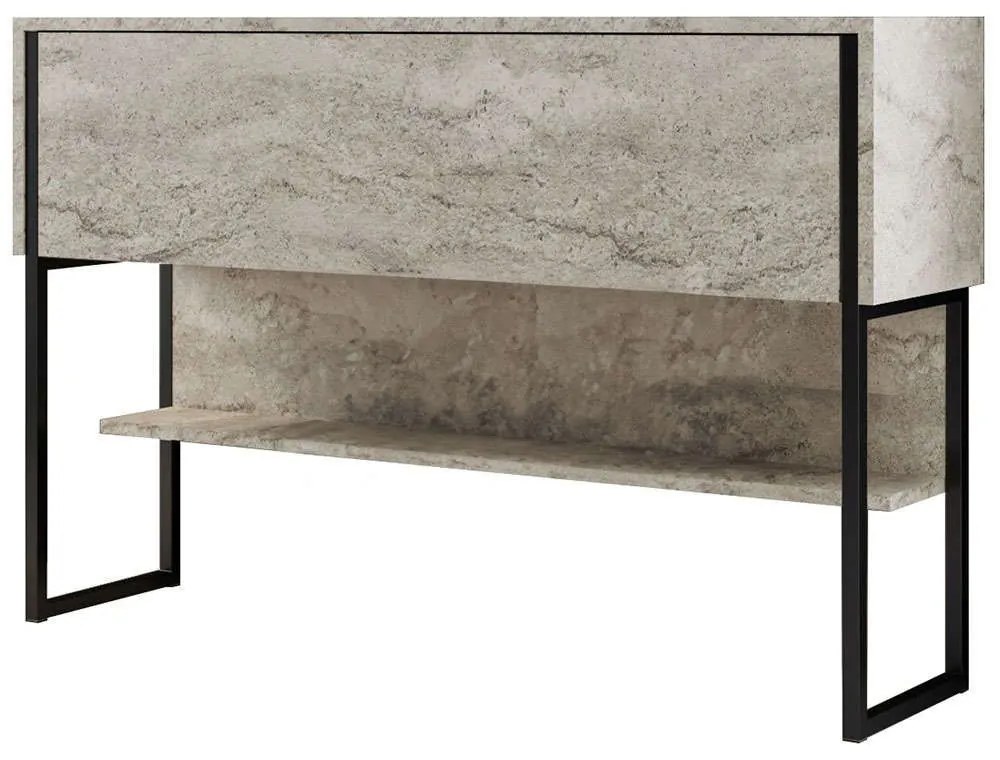 Κονσόλα Luxe 618BLY1410 120x30x80cm Travertine Beige-Black Particle Board, Metal