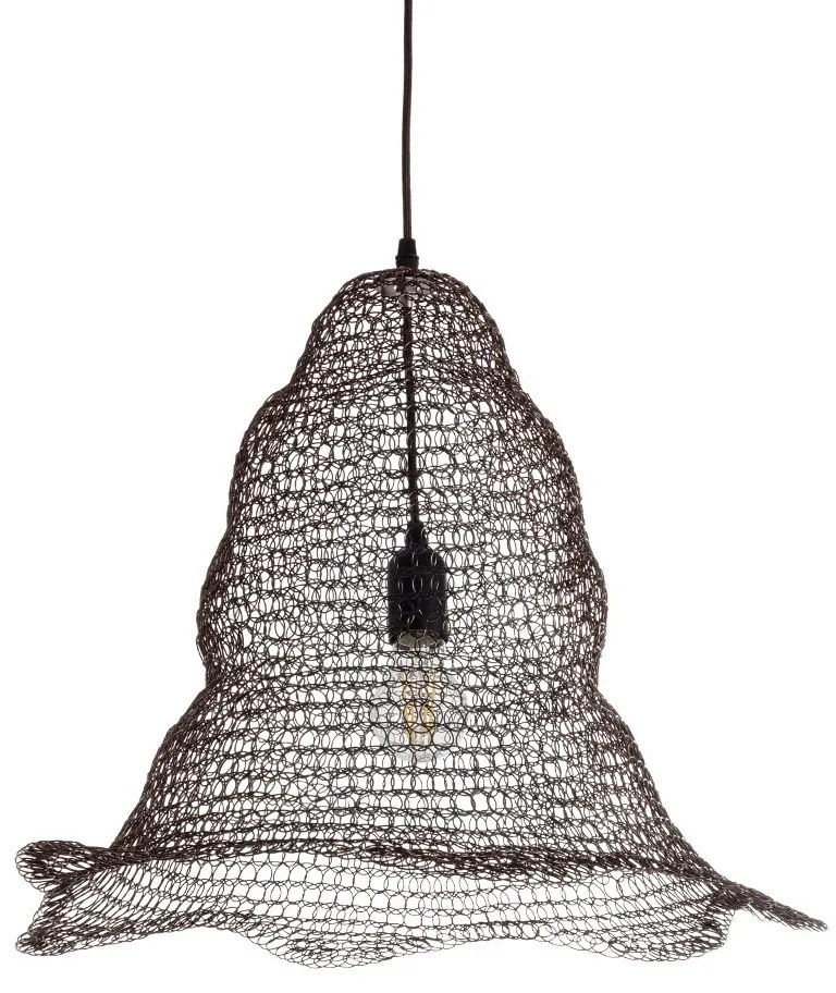 01890 GloboStar®  KENTUCKY 01890 Vintage Κρεμαστό Φωτιστικό Πλέγμα Μονόφωτο 1 x E27 IP20 Καφέ Μέταλλο - Μ50 x Π50 x Υ48cm