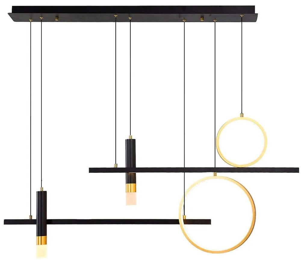 Φωτιστικό Οροφής - Ράγα 701CHD1553 115x7x120cm Led 6500lm 65W 3000K Black-Gold Opviq