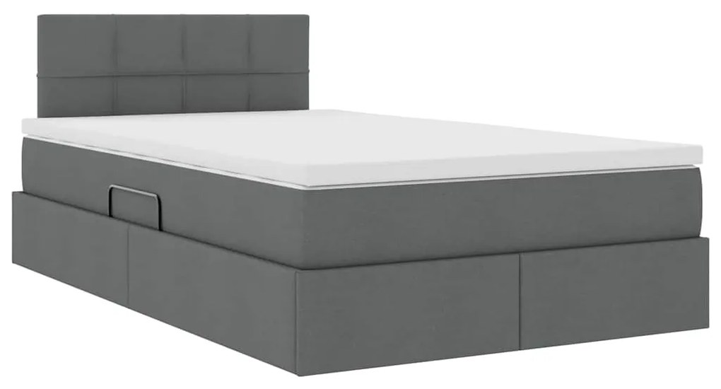 vidaXL Κρεβάτι με αποθηκευτικό χώρο και LED Σκούρο Γκρι 120 x 200 cm