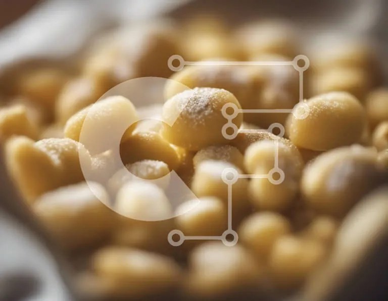 Intra Συλλεκτικό Ξύλινο Παζλ Plywood  4mm - Κοντινό πλάνο Marshmallows καλυμμένα με ζάχαρη άχνη Σε Ξύλινο Κουτί - Διαστάσεις: 10x10 cm – 25 κομμάτια
