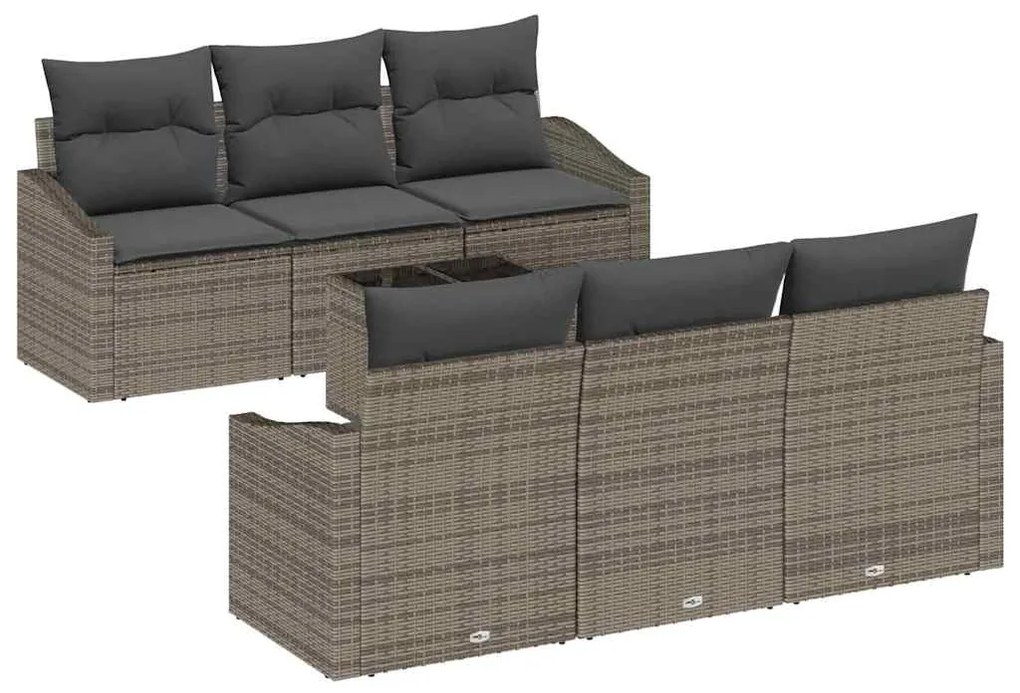 vidaXL Σετ Καναπέ με μαξιλάρι με μαξιλάρι 7 pcs Γκρι συνθετικό ρατάν