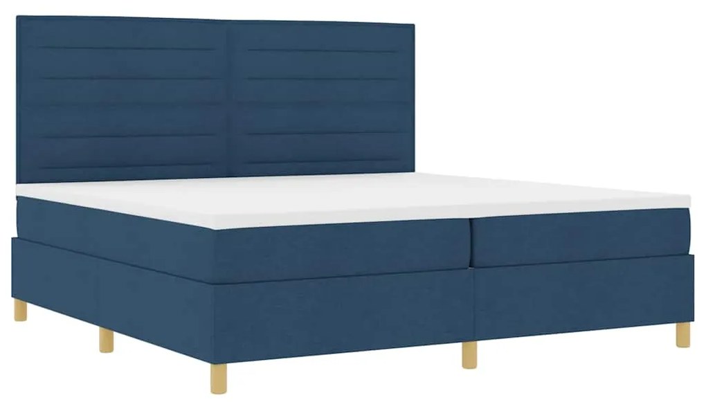 vidaXL Κρεβάτι με ελατήρια με στρώμα Μπλε 200 x 200 cm ύφασμα
