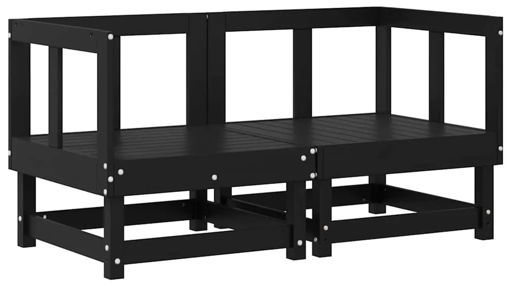 vidaXL Καναπέδες Γωνιακοί με Μαξιλάρια 2 τεμ. Μαύροι Μασίφ Ξύλο Πεύκου