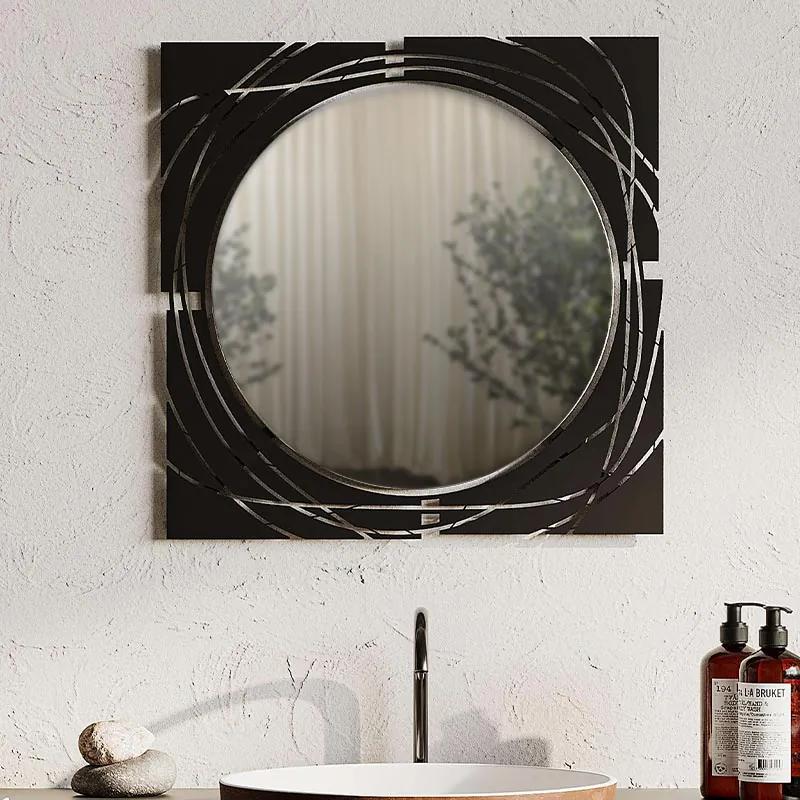 Καθρέπτης τοίχου Hulla Megapap από μέταλλο χρώμα μαύρο 55,6x2x55,6εκ. - 0234823