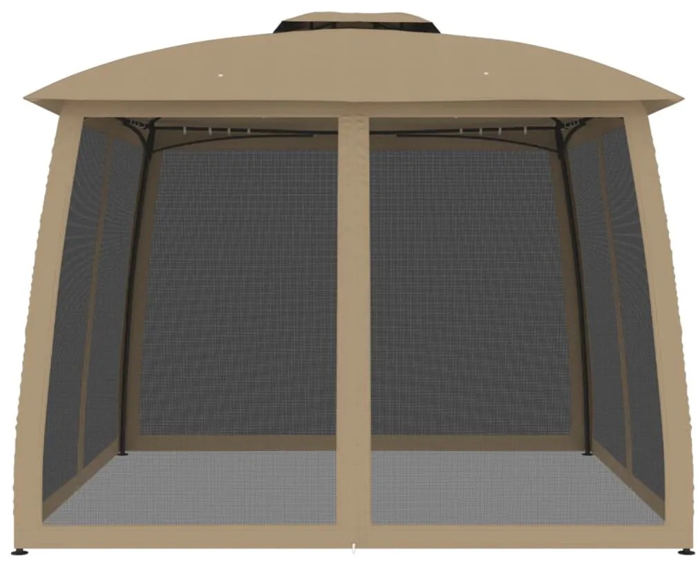 vidaXL Κιόσκι με Διπλούς Τοίχους/Δίχτυ Taupe 2,93x2,93 μ. από Ατσάλι